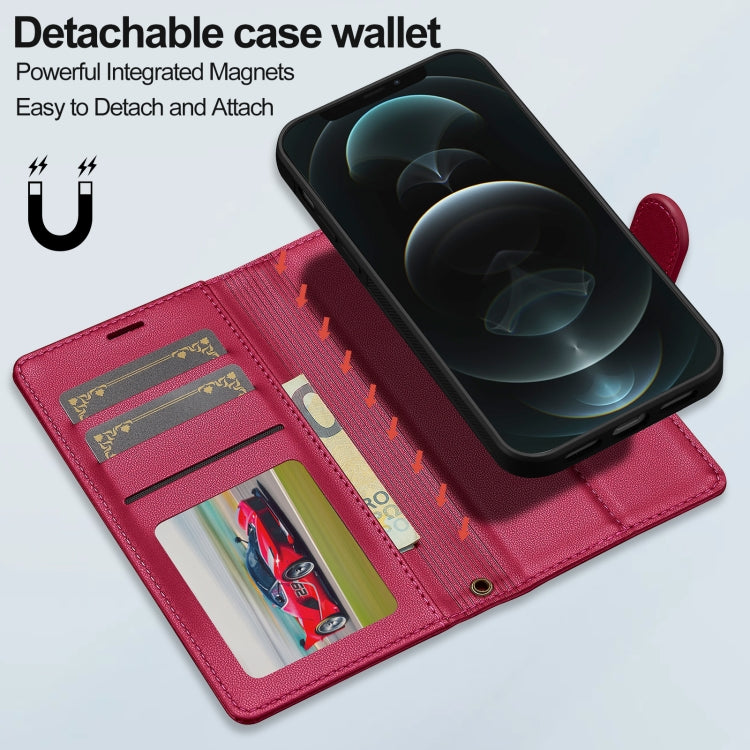 For iPhone 11 LC.IMEEKE L2 Series Detachable Magsafe PU Phone Case with Lanyard(Red) by LC.IMEEKE