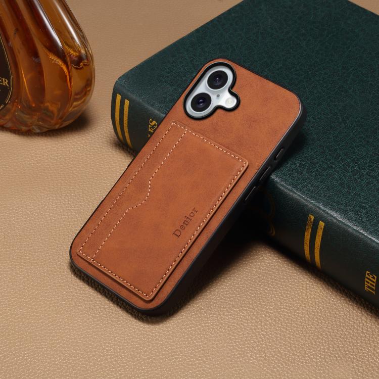 For iPhone 17 Denior D08 PU Single Card Slot Holder Phone Case(Brown) - iPhone 17 Cases by Denior | Online Shopping UK | buy2fix