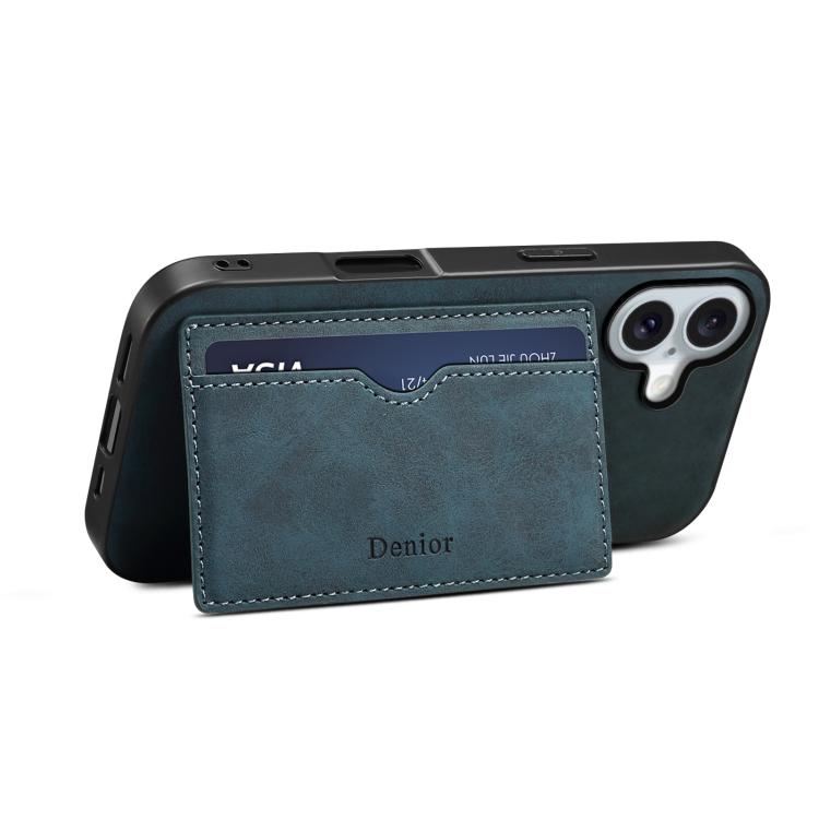 For iPhone 17 Denior D08 PU Single Card Slot Holder Phone Case(Blue) - iPhone 17 Cases by Denior | Online Shopping UK | buy2fix