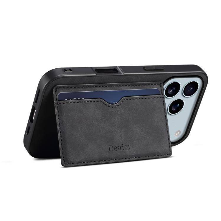 For iPhone 17 Pro Denior D08 PU Single Card Slot Holder Phone Case(Black) - iPhone 17 Pro Cases by Denior | Online Shopping UK | buy2fix