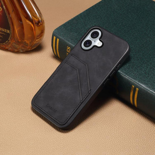 For iPhone 17 Denior D09 PU Dual Card Slot Back Cover Phone Case(Black) - iPhone 17 Cases by Denior | Online Shopping UK | buy2fix