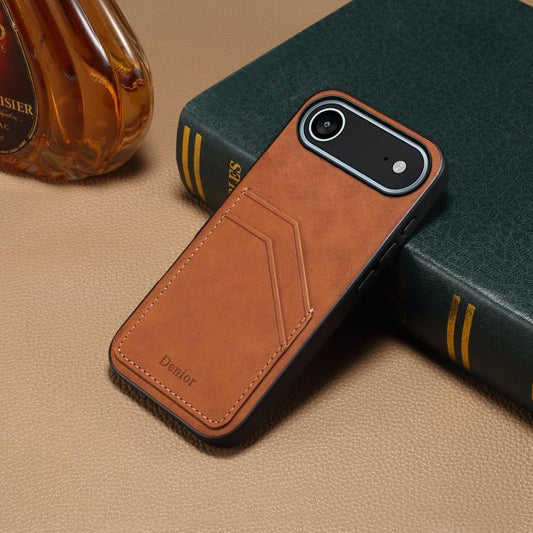 For iPhone Air Denior D09 PU Dual Card Slot Back Cover Phone Case(Brown) - iPhone Air Cases by Denior | Online Shopping UK | buy2fix
