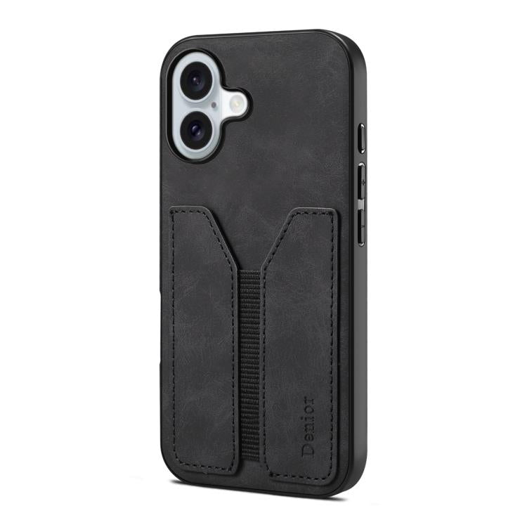 For iPhone 17 Denior D07 DV Elastic Card Slot PU Back Cover Phone Case(Black) - iPhone 17 Cases by Denior | Online Shopping UK | buy2fix