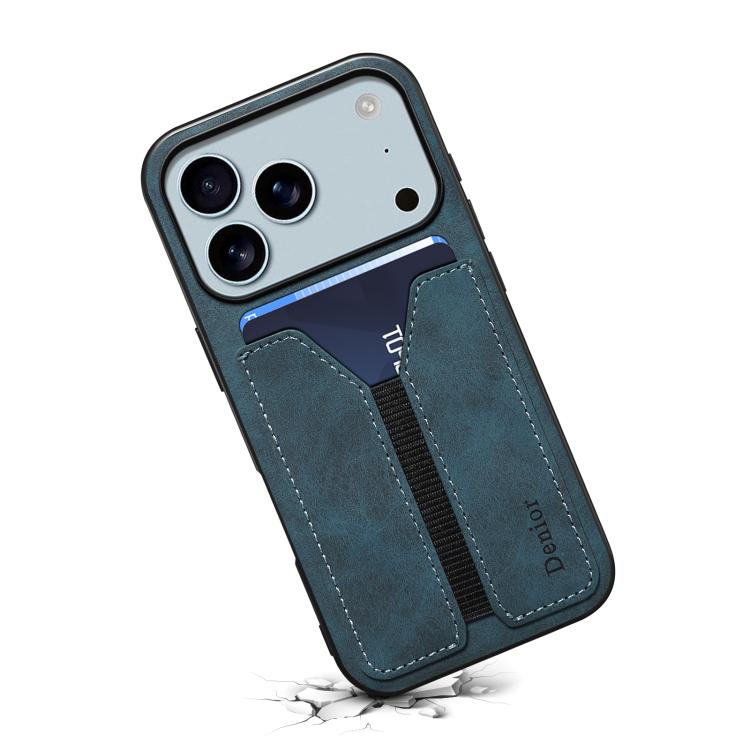 For iPhone 17 Pro Max Denior D07 DV Elastic Card Slot PU Back Cover Phone Case(Blue) - iPhone 17 Pro Max Cases by Denior | Online Shopping UK | buy2fix