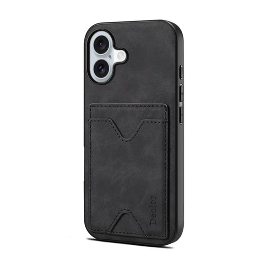 For iPhone 17 Denior D06 PU Back Cover Card Slot Holder Phone Case(Black) - iPhone 17 Cases by Denior | Online Shopping UK | buy2fix
