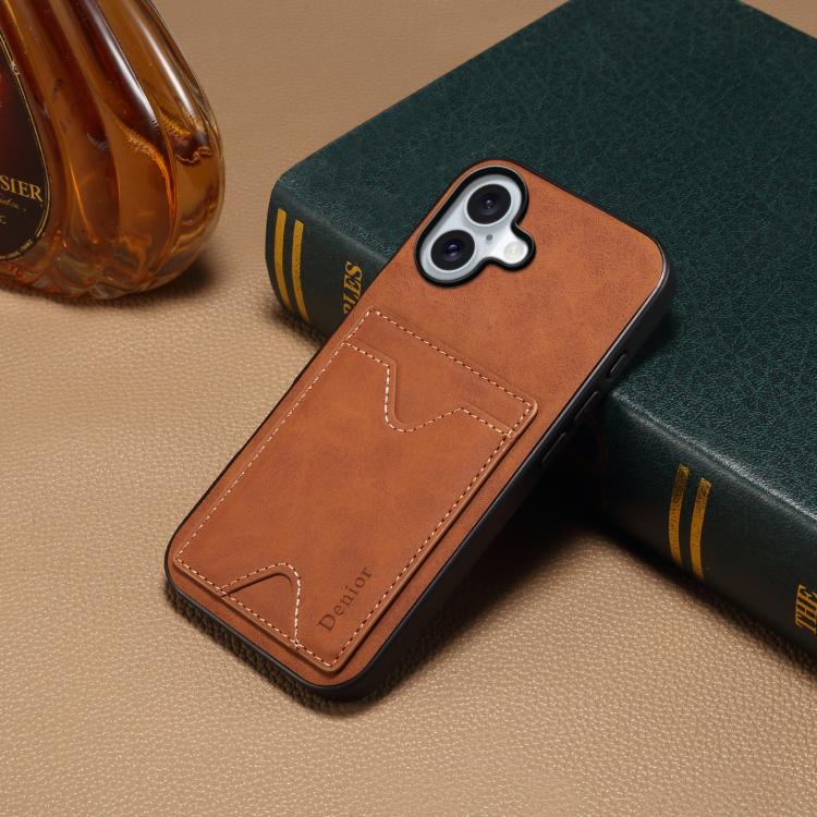 For iPhone 17 Denior D06 PU Back Cover Card Slot Holder Phone Case(Brown) - iPhone 17 Cases by Denior | Online Shopping UK | buy2fix