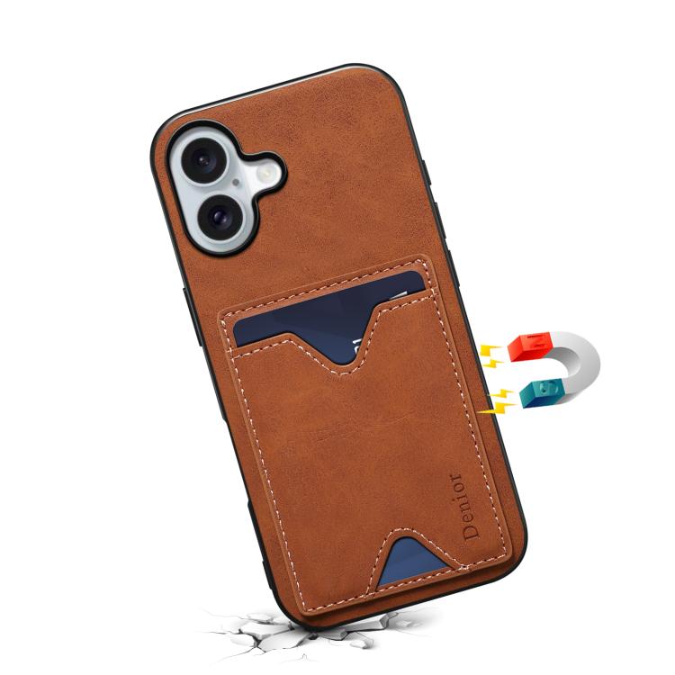 For iPhone 17 Denior D06 PU Back Cover Card Slot Holder Phone Case(Brown) - iPhone 17 Cases by Denior | Online Shopping UK | buy2fix