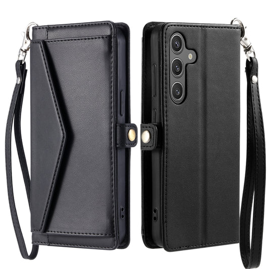 For Samsung Galaxy S25 5G Wallet Multi-card Slot Leather Phone Case with Lanyard(Black) by buy2fix