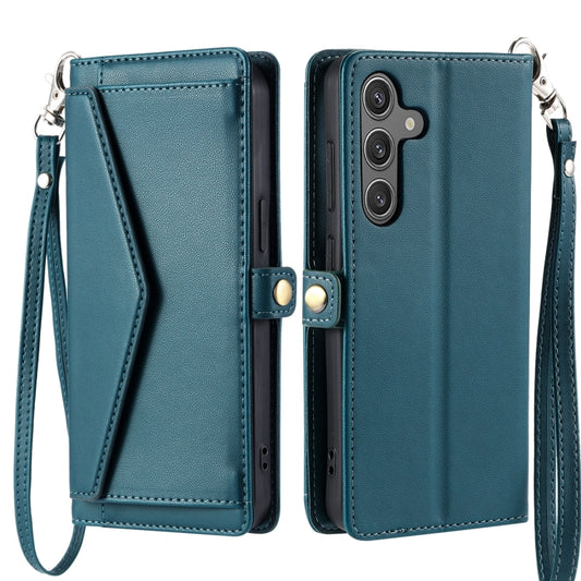 For Samsung Galaxy S25+ 5G Wallet Multi-card Slot Leather Phone Case with Lanyard(Green) by buy2fix