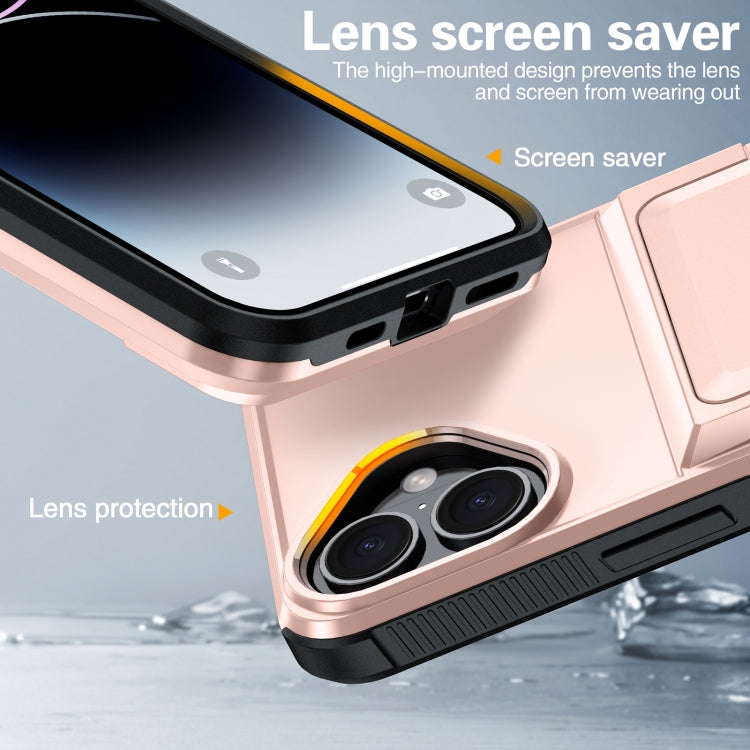 For iPhone 16 Pro Card Slot Holder Phone Case(Rose Gold) by buy2fix