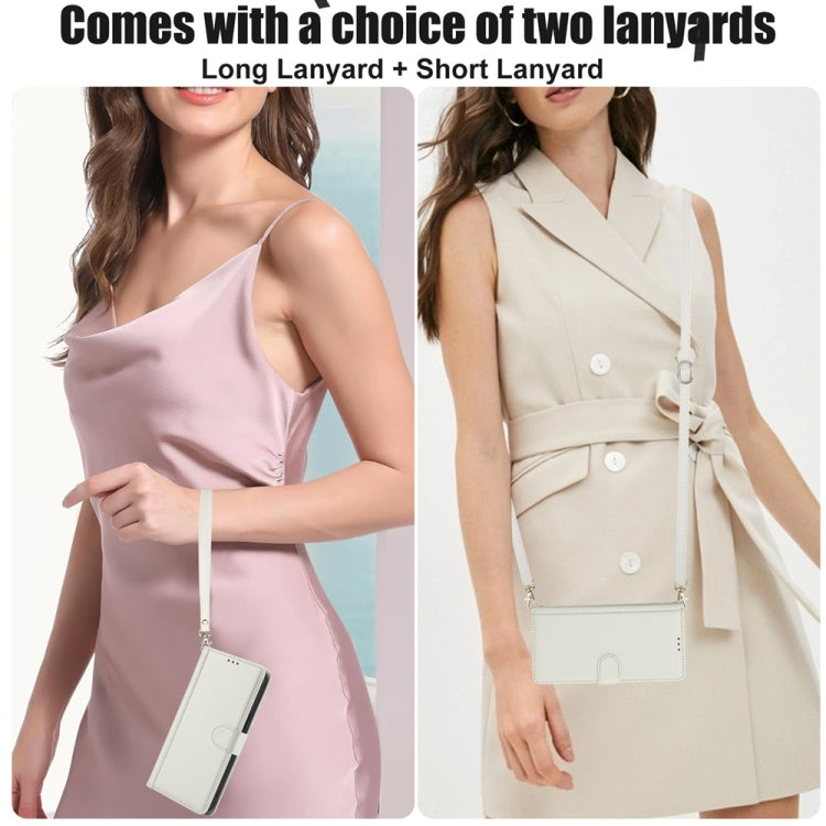 For Samsung Galaxy S25 Ultra 5G Skin Feel Pure Color Card Slots Leather Phone Case with Dual Lanyard(White) by buy2fix