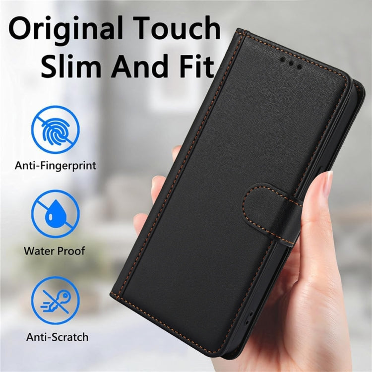 For Samsung Galaxy S25+ 5G Skin Feel Pure Color Card Slots Leather Phone Case with Dual Lanyard(Black) - Galaxy S25+ 5G Cases by buy2fix | Online Shopping UK | buy2fix