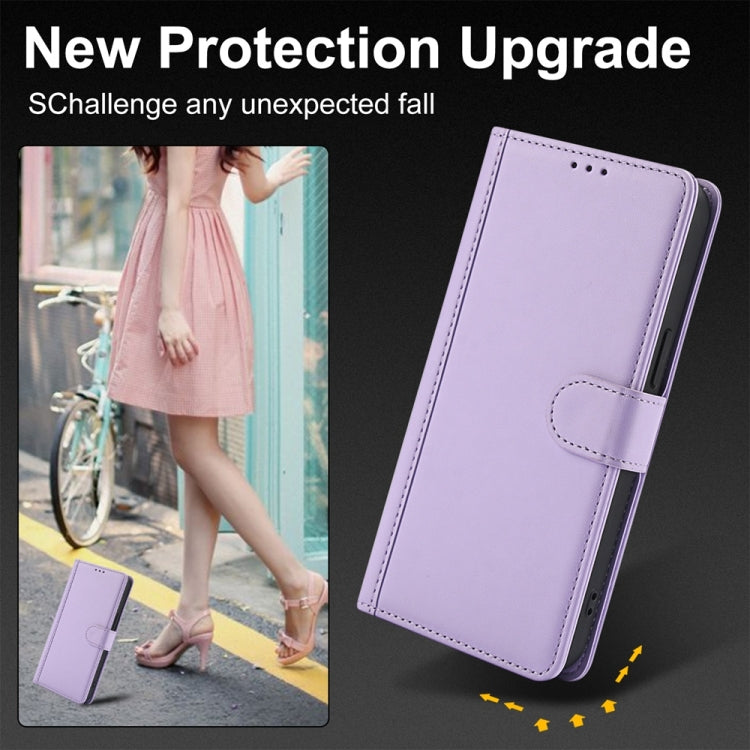 For Samsung Galaxy S25+ 5G Skin Feel Pure Color Card Slots Leather Phone Case with Dual Lanyard(Purple) - Galaxy S25+ 5G Cases by buy2fix | Online Shopping UK | buy2fix
