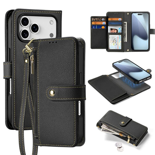 For iPhone 17 Pro DUX DUCIS Lawa Series 2 in 1 Wallet Zipper Detachable MagSafe Phone Case with Lanyard(Black) - iPhone 17 Pro Cases by DUX DUCIS | Online Shopping UK | buy2fix
