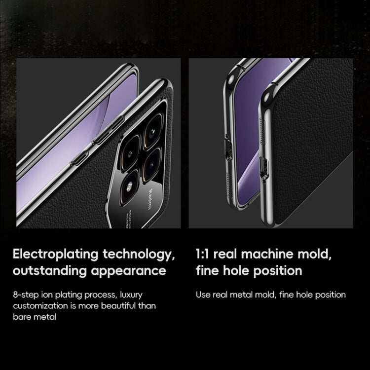 For Redmi K70 Champion First Layer Cowhide Leather Electroplated PC Phone Case(Green) by buy2fix