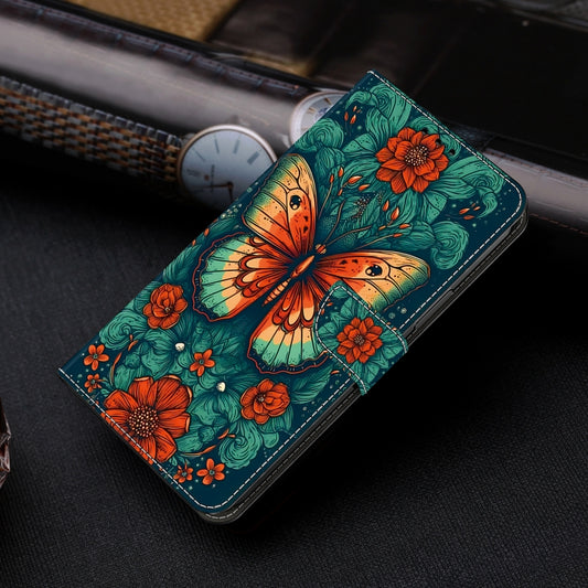 For iPhone 16 Pro Max Crystal Painted Leather Phone case(Flower Butterfly) by buy2fix