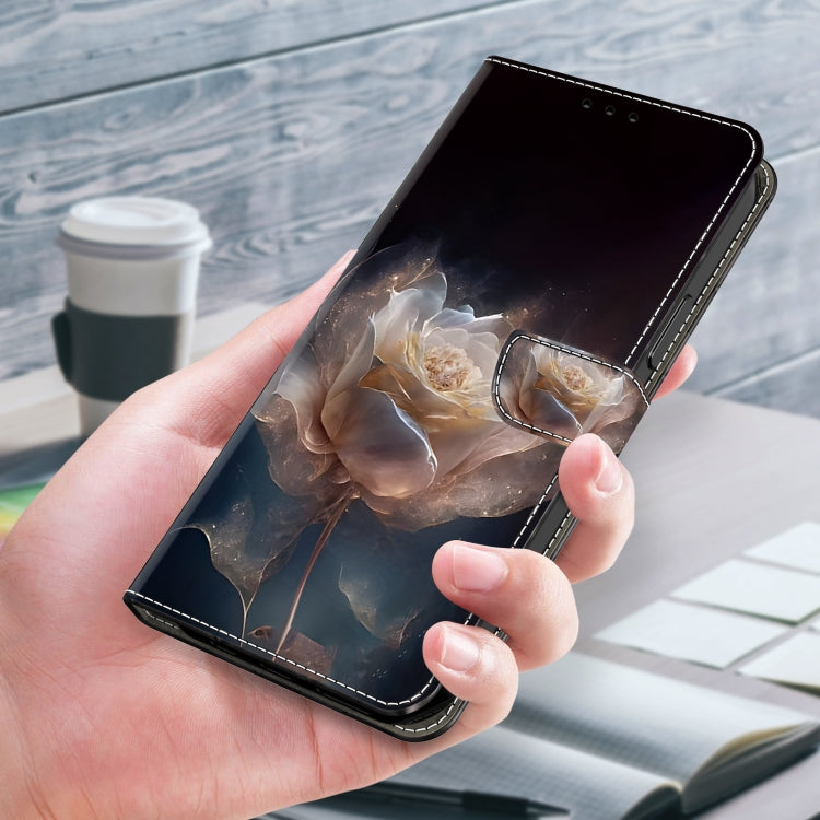 For iPhone 16 Pro Max Crystal Painted Leather Phone case(Peony) by buy2fix