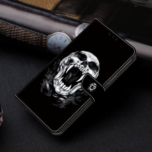For iPhone 16 Plus Crystal Painted Leather Phone case(Skull) by buy2fix