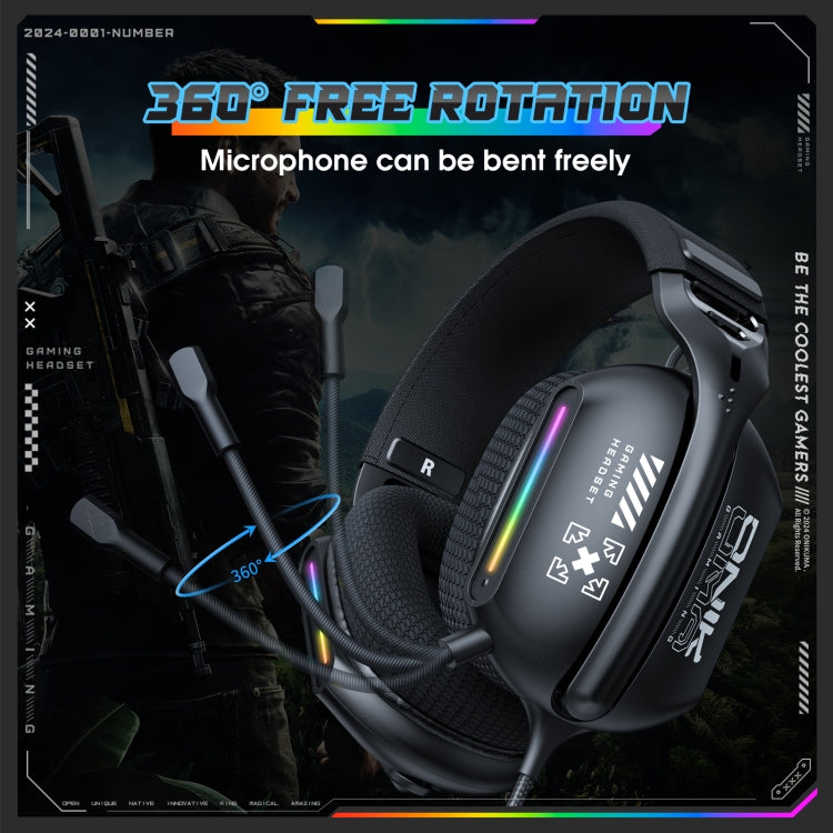 ONIKUMA X12 USB / 3.5mm Wired RGB Light Gaming Headset with Mic, Cable length: 2.2m(Black) - Multimedia Headset by ONIKUMA | Online Shopping UK | buy2fix
