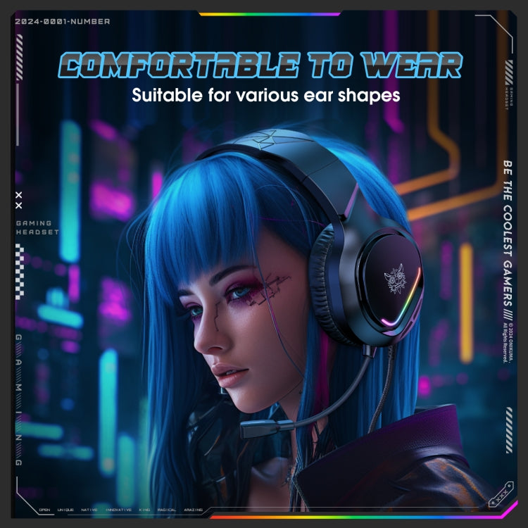 ONIKUMA X31 USB / 3.5mm Wired RGB Light Gaming Headset with Mic, Cable length: 2.2m(Black) by ONIKUMA