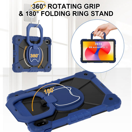 For Huawei Matepad SE 11 2024 Contrast Color Robot Silicone Hybrid PC Tablet Case(Navy Black) by buy2fix