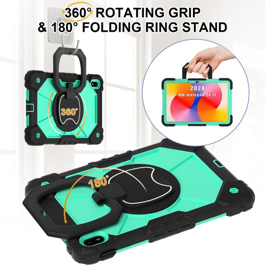 For Huawei Matepad SE 11 2024 Contrast Color Robot Silicone Hybrid PC Tablet Case(Black Mint Green) by buy2fix