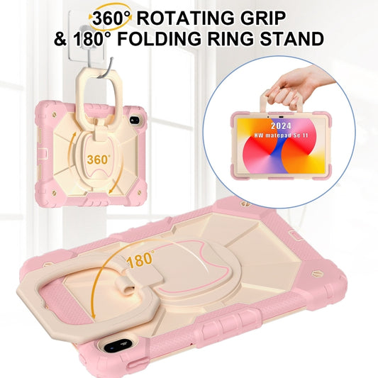 For Huawei Matepad SE 11 2024 Contrast Color Robot Silicone Hybrid PC Tablet Case(Rose Gold Beige) by buy2fix