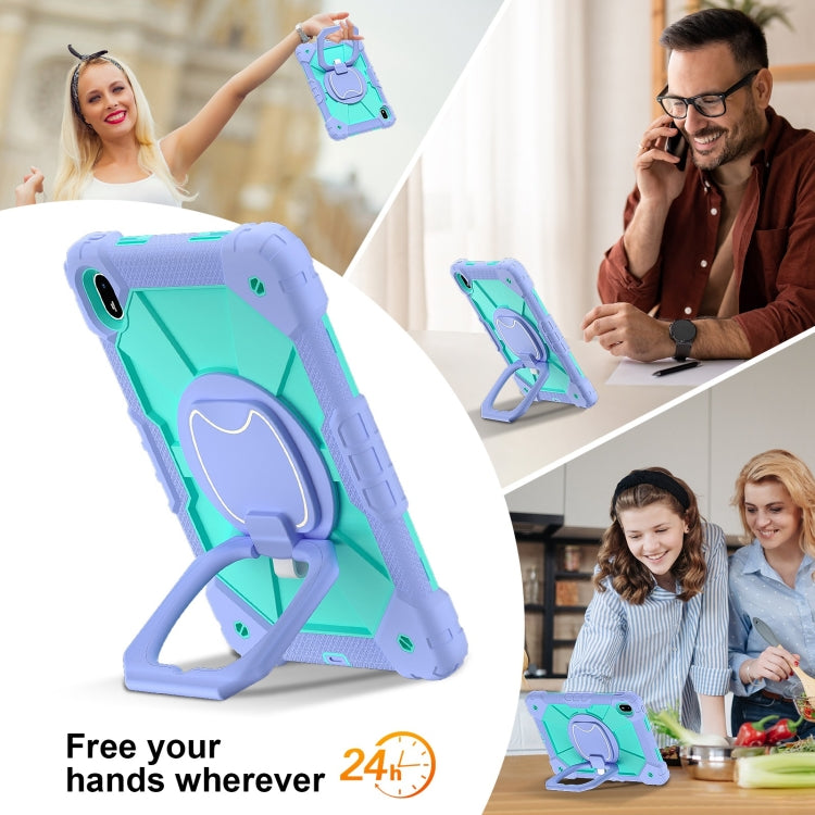 For Huawei Matepad SE 11 2024 Contrast Color Robot Silicone Hybrid PC Tablet Case(Purple Mint Green) by buy2fix