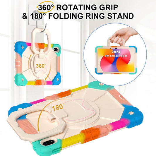 For Huawei Matepad SE 11 2024 Contrast Color Robot Silicone Hybrid PC Tablet Case(Colorful Blue) by buy2fix