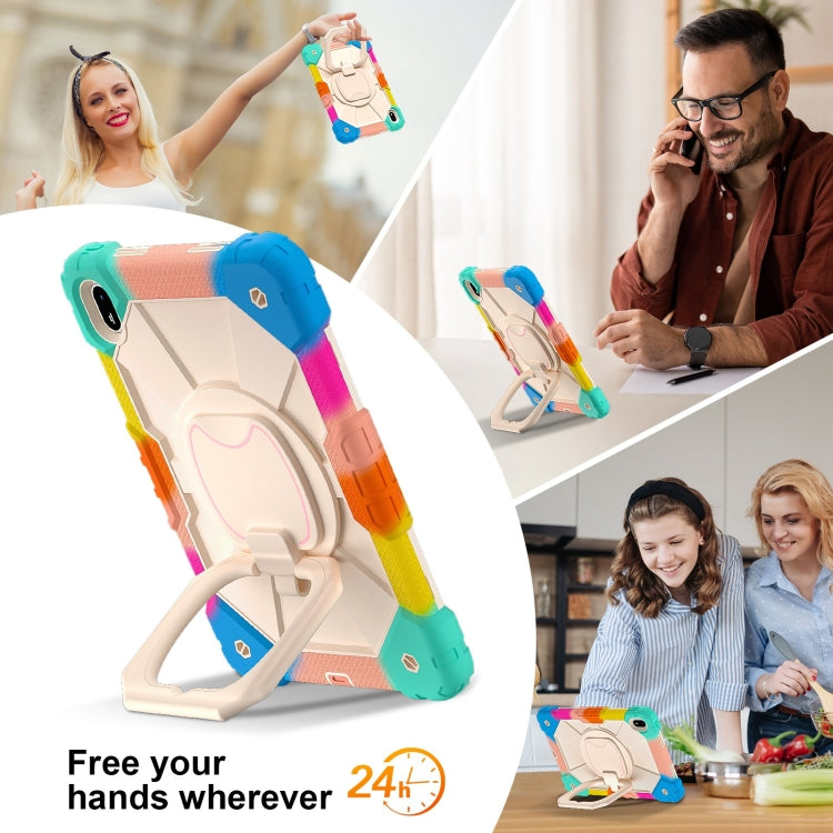 For Huawei Matepad SE 11 2024 Contrast Color Robot Silicone Hybrid PC Tablet Case(Colorful Blue) by buy2fix