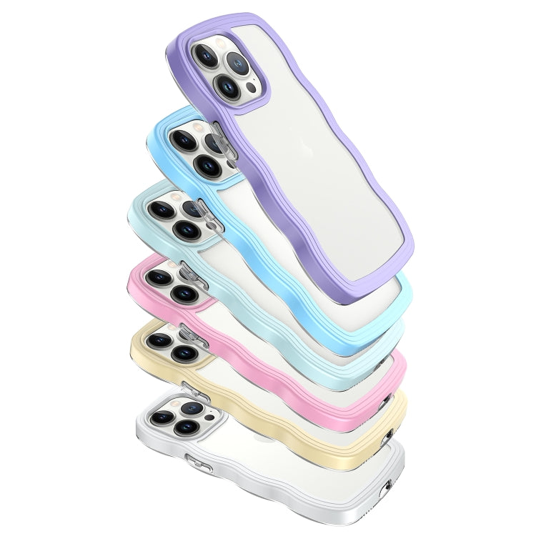 For iPhone 16 Pro Candy Color Wave TPU Clear PC Phone Case(Yellow) by buy2fix