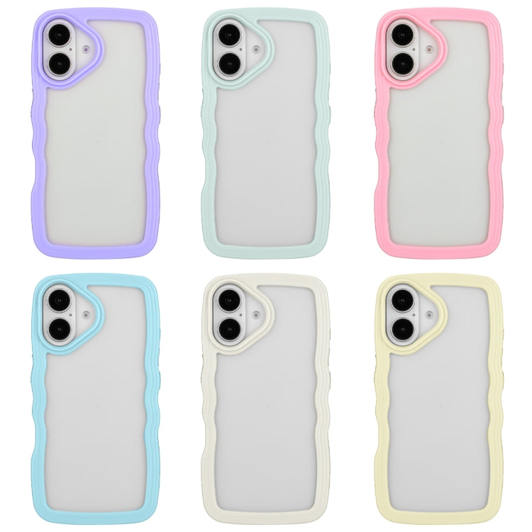 For iPhone 16 Plus Candy Color Wave TPU Clear PC Phone Case(Purple) by buy2fix