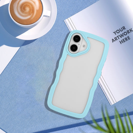 For iPhone 16 Candy Color Wave TPU Clear PC Phone Case(Blue) by buy2fix