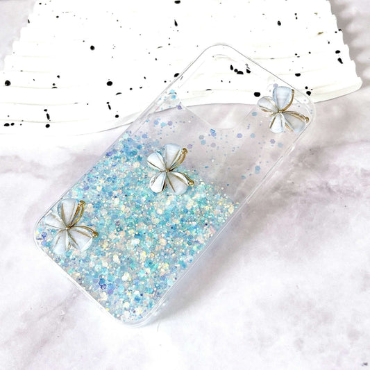 For iPhone 16 Pro Luminous Starry Sky Glitter Butterfly TPU Phone Case(Blue) by buy2fix