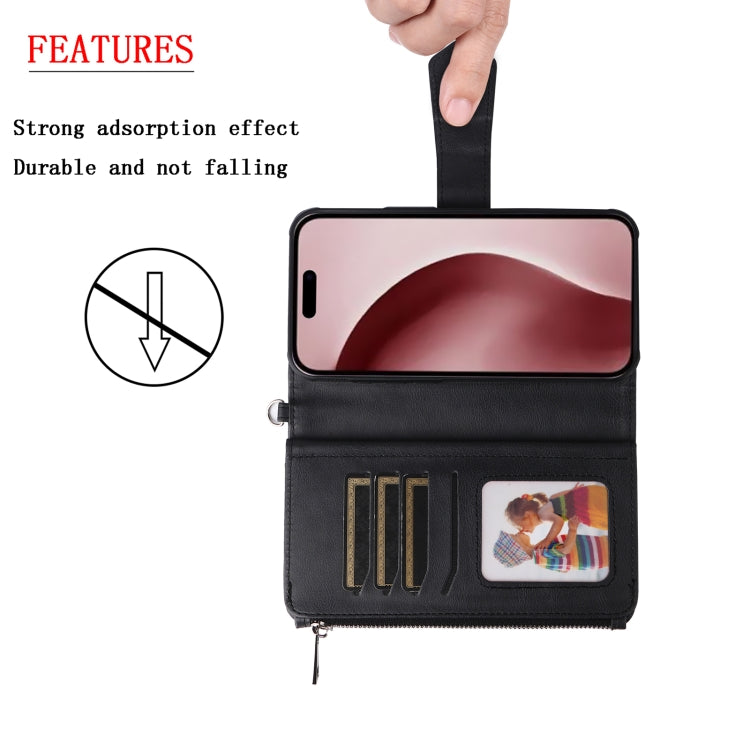 For iPhone 16 Pro Solid Color 2 in 1 Zipper Shockproof Phone Case(Black) by buy2fix