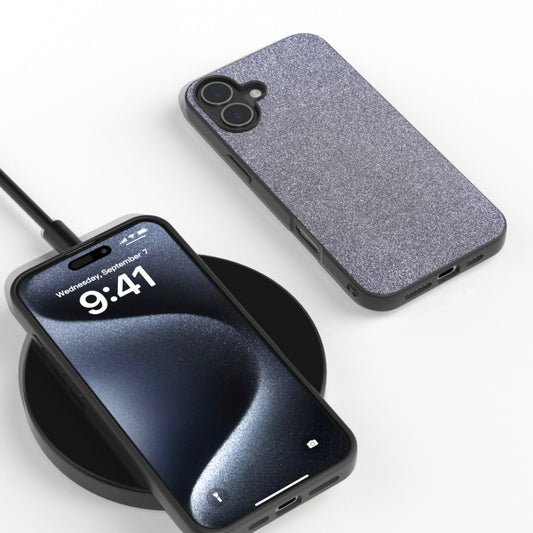 For iPhone 16 Black Frame Glitter Shockproof Phone Case(Black) by buy2fix