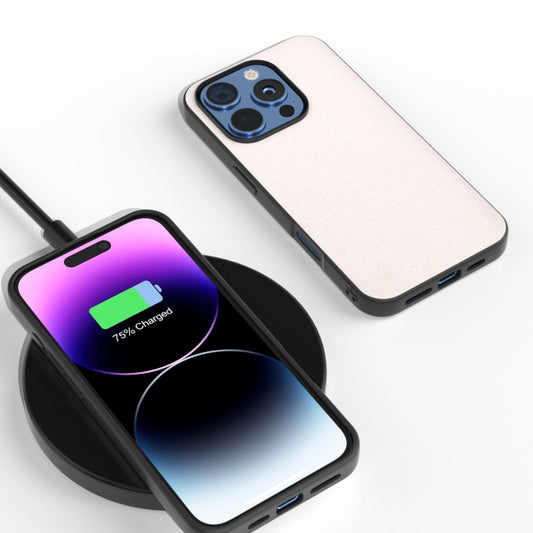 For iPhone 16 Pro Max Black Frame Glitter Shockproof Phone Case(White) by buy2fix