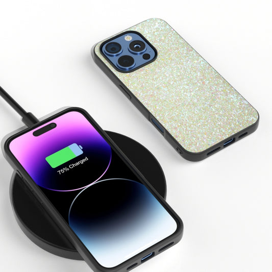 For iPhone 16 Pro Max Black Frame Colorful Glitter Phone Case(Gold) by buy2fix