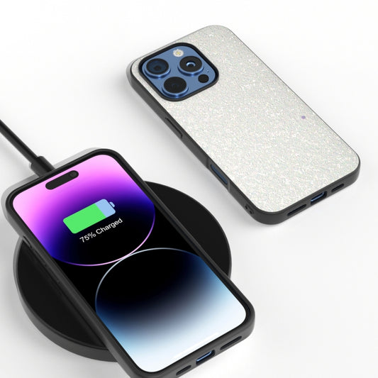 For iPhone 16 Pro Max Black Frame Colorful Glitter Phone Case(White) by buy2fix