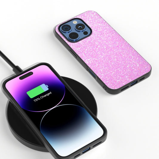 For iPhone 16 Pro Black Frame Colorful Glitter Phone Case(Dark Pink) by buy2fix