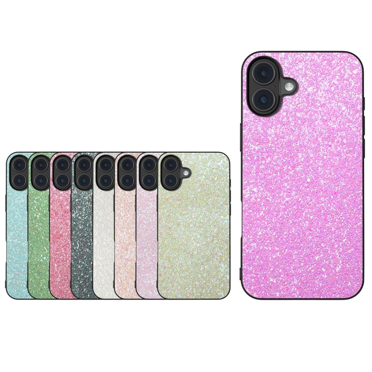 For iPhone 16 Plus Black Frame Colorful Glitter Phone Case(Light Green) by buy2fix