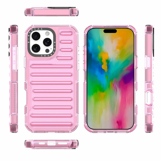 For iPhone 16 Pro Max High Transparency TPU Hybrid PC Airbag Phone Case(Pink) by buy2fix