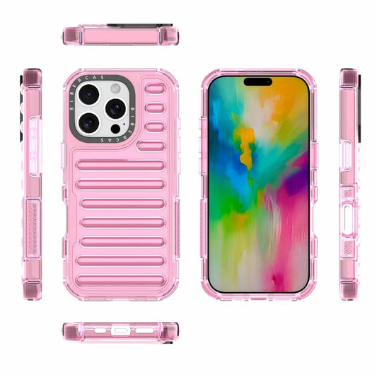 For iPhone 16 Pro High Transparency TPU Hybrid PC Airbag Phone Case(Pink) by buy2fix