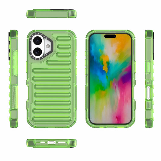 For iPhone 16 Plus High Transparency TPU Hybrid PC Airbag Phone Case(Transparent Green) by buy2fix