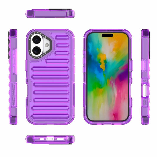For iPhone 16 Plus High Transparency TPU Hybrid PC Airbag Phone Case(Transparent Purple) by buy2fix