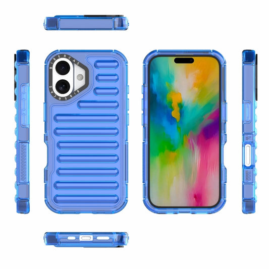 For iPhone 16 High Transparency TPU Hybrid PC Airbag Phone Case(Transparent Blue) by buy2fix