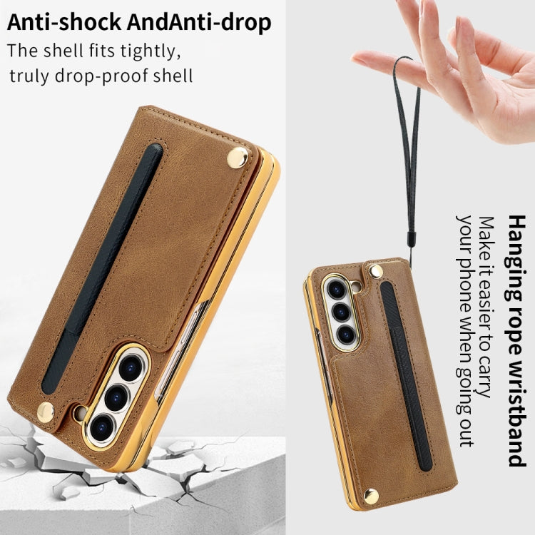 For Samsung Galaxy Z Fold5 VIETAO Film Integrated Folding Holder Flip PU Phone Case(Green) - Galaxy Z Fold5 Cases by VIETAO | Online Shopping UK | buy2fix
