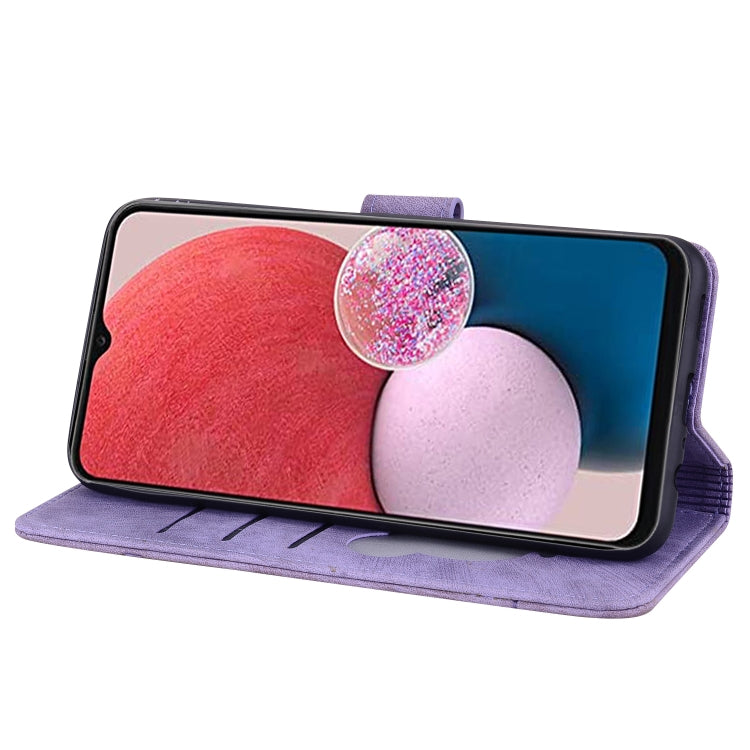 For Google Pixel 9 Pro XL / 10 Pro XL Cartoon Sakura Cat Embossed Leather Phone Case(Purple) by buy2fix