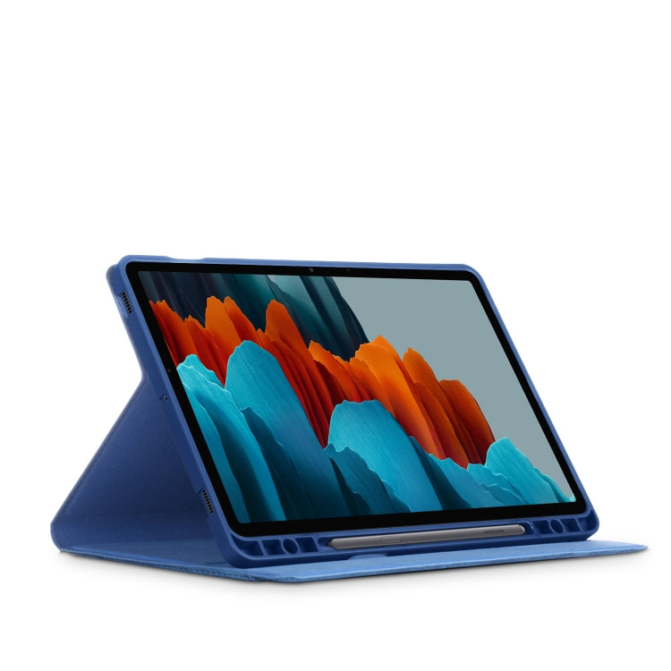 For Samsung Galaxy Tab S8 / Galaxy Tab S7 T870/T875 TPU Front Support Horizontal Flip Leather Case with Holder & Pen Slot & Sleep / Wake-up Function(Dark Blue) by buy2fix