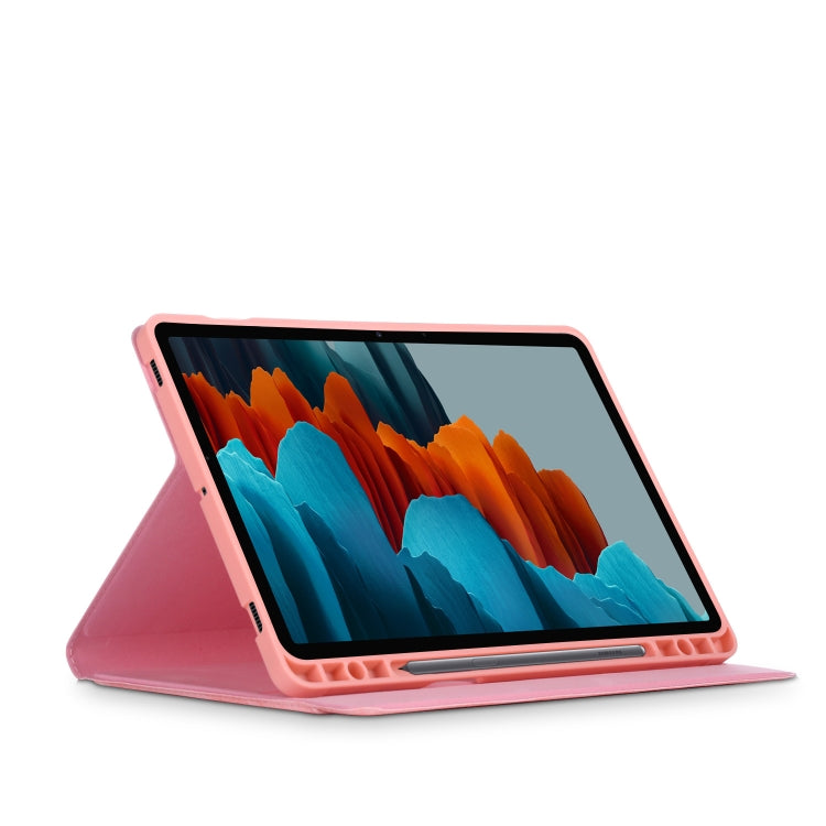For Samsung Galaxy Tab S8 / Galaxy Tab S7 T870/T875 TPU Front Support Horizontal Flip Leather Case with Holder & Pen Slot & Sleep / Wake-up Function(Pink) by buy2fix